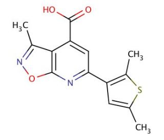 6-(2,5-dimethylthien-3-yl)-3-methylisoxazolo[5,4-b]pyridine-4-carboxylic acid - chemical structure image