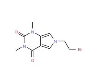6-(2-Bromo-ethyl)-1,3-dimethyl-1,6-dihydro-pyrrolo[3,4-d]pyrimidine-2,4-dione (CAS 841208-76-2) - chemical structure image