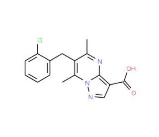 6-(2-Chlorobenzyl)-5,7-dimethylpyrazolo-[1,5-a]pyrimidine-3-carboxylic acid - chemical structure image