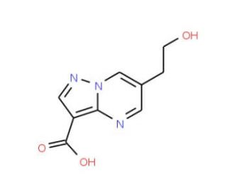 6-(2-Hydroxy-ethyl)-pyrazolo[1,5-a]pyrimidine-3-carboxylic acid (CAS 725693-84-5) - chemical structure image