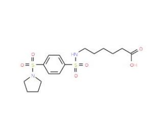 6-({[4-(pyrrolidin-1-ylsulfonyl)phenyl]sulfonyl}amino)hexanoic acid - chemical structure image