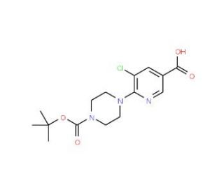 6-[4-(tert-Butoxycarbonyl)piperazino]-5-chloronicotinic acid - chemical structure image