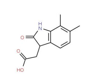 (6,7-Dimethyl-2-oxo-2,3-dihydro-1H-indol-3-yl)-acetic acid (CAS 915921-16-3) - chemical structure image