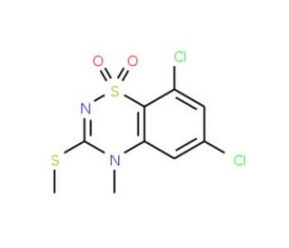 6,8-Dichloro-4-methyl-3-methylthio-4H-1,2,4-benzothiadiazin-1,1-dioxide - chemical structure image