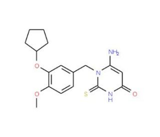 6-Amino-1-[3-(cyclopentyloxy)-4-methoxybenzyl]-2-thioxo-2,3-dihydropyrimidin-4(1H)-one (CAS 162279-51-8) - chemical structure