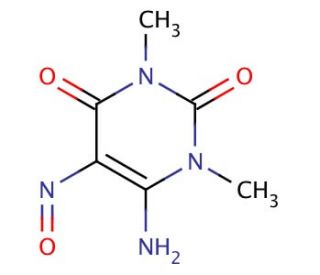 6-Amino-1,3-dimethyl-5-nitrosouracil (CAS 3346-61-0) - chemical structure image