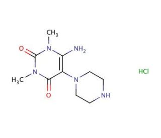 6-amino-1,3-dimethyl-5-piperazin-1-ylpyrimidine-2,4(1H,3H)-dione hydrochloride - chemical structure image