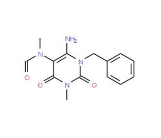 6-Amino-1-benzyl-3-methyl-5-(N-formyl-N-methyl)uracil (CAS 72816-91-2) - chemical structure image