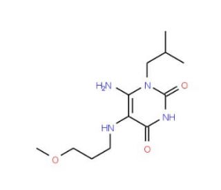 6-amino-1-isobutyl-5-[(3-methoxypropyl)amino]pyrimidine-2,4(1H,3H)-dione - chemical structure image