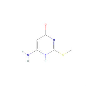 6-Amino-2-methylthio-4(3H)pyrimidinone (CAS 1074-41-5) - chemical structure image
