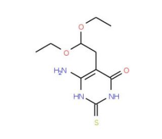 6-Amino-5(2,2-diethoxyethyl)-4-hydroxy-2-mercaptopyrimidine (CAS 7400-05-7) - chemical structure image