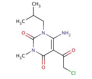 6-Amino-5-(2-chloro-acetyl)-1-isobutyl-3-methyl-1H-pyrimidine-2,4-dione - chemical structure image