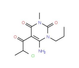 6-amino-5-(2-chloropropanoyl)-3-methyl-1-propylpyrimidine-2,4(1H,3H)-dione - chemical structure image