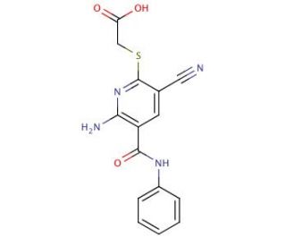 {[6-amino-5-(anilinocarbonyl)-3-cyanopyridin-2-yl]thio}acetic acid - chemical structure image