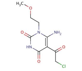 6-amino-5-(chloroacetyl)-1-(2-methoxyethyl)pyrimidine-2,4(1H,3H)-dione - chemical structure image