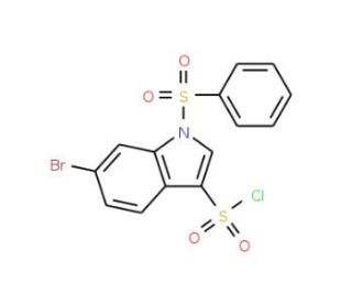 6-Bromo-1-phenylsulfonyl-3-chlorosulfonylindol (CAS 881406-31-1) - chemical structure image