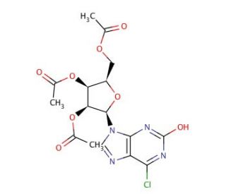 6-Chloro-2-hydroxy-9-(2′,3′,5′-tri-O-acetyl-β-D-ribofuranosyl)purine (CAS 161923-50-8) - chemical structure image