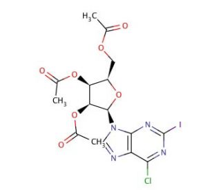 6-Chloro-2-iodo-9-(2&prime;,3&prime;,5&prime;-tri-O-acetyl-&beta;-D-ribofuranosyl)purine (CAS 5987-76-8) - chemical structure image