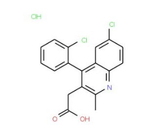 [6-chloro-4-(2-chlorophenyl)-2-methylquinolin-3-yl]acetic acid hydrochloride - chemical structure image