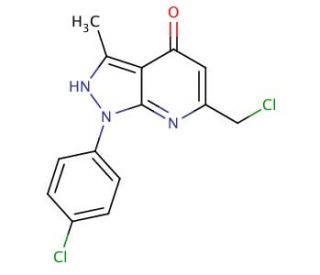 6-(chloromethyl)-1-(4-chlorophenyl)-3-methyl-1,7-dihydro-4H-pyrazolo[3,4-b]pyridin-4-one - chemical structure image