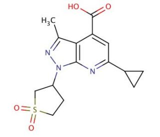 6-cyclopropyl-1-(1,1-dioxidotetrahydrothien-3-yl)-3-methyl-1H-pyrazolo[3,4-b]pyridine-4-carboxylic acid - chemical structure