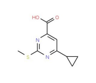 6-cyclopropyl-2-(methylsulfanyl)pyrimidine-4-carboxylic acid - chemical structure image