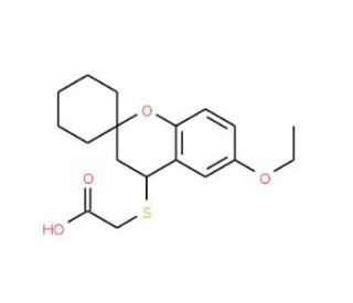 [(6-Ethoxy-3,4-dihydrospiro[chromene-2,1&prime;-cyclohexan]-4-yl)thio]acetic acid - chemical structure image