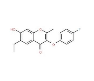 6-Ethyl-3-(4-fluoro-phenoxy)-7-hydroxy-2-methyl-chromen-4-one - chemical structure image
