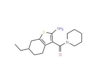 6-Ethyl-3-(piperidin-1-ylcarbonyl)-4,5,6,7-tetrahydro-1-benzothien-2-ylamine - chemical structure image