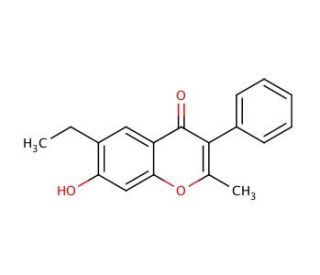 6-Ethyl-7-hydroxy-2-methyl-3-phenyl-chromen-4-one (CAS 315234-02-7) - chemical structure image