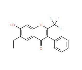 6-Ethyl-7-hydroxy-3-phenyl-2-trifluoromethyl-chromen-4-one (CAS 105258-37-5) - chemical structure image
