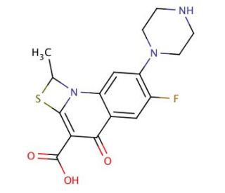 6-Fluoro-1-methyl-4-oxo-7-(1-piperazinyl)-4H-(1,3)thiazeto(3,2-a)quinoline-3-carboxylic acid (CAS 112984-60-8) - chemical str