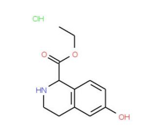 6-Hydroxy-1,2,3,4-tetrahydro-isoquinoline-1-carboxylic acid ethyl ester hydrochloride (CAS 128073-50-7) - chemical structure