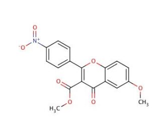 6-Methoxy-3-(methoxycarbonyl)-2-(4-nitrophenyl)-4H-benzopyran-4-one (CAS 132018-13-4) - chemical structure image
