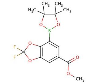 6-Methoxycarbonyl-2,2-difluorobenzo[d][1,3]dioxole-4-boronic acid, pinacol ester (CAS 1150271-58-1) - chemical structure imag