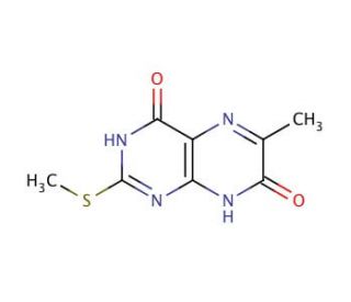6-Methyl-2-methylthio-4,7(3H,8H)-pteridinedione (CAS 138612-37-0) - chemical structure image
