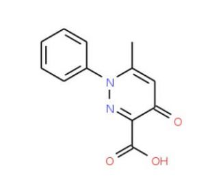 6-methyl-4-oxo-1-phenyl-1,4-dihydropyridazine-3-carboxylic acid (CAS 68254-08-0) - chemical structure image