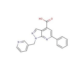 6-phenyl-1-(pyridin-3-ylmethyl)-1H-pyrazolo[3,4-b]pyridine-4-carboxylic acid - chemical structure image
