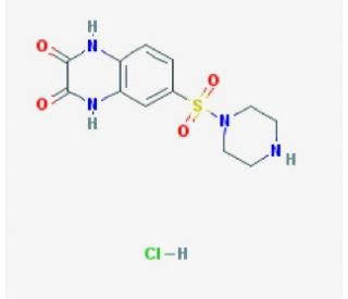 6-(piperazin-1-ylsulfonyl)-1,4-dihydroquinoxaline-2,3-dione hydrochloride (CAS 1170179-68-6) - chemical structure image