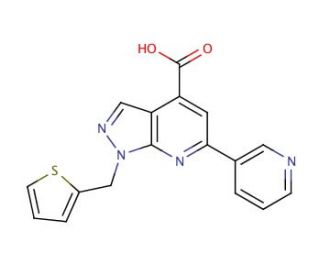 6-pyridin-3-yl-1-(thien-2-ylmethyl)-1H-pyrazolo[3,4-b]pyridine-4-carboxylic acid - chemical structure image