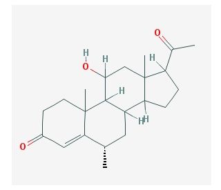 6&alpha;-Methyl-11&beta;-hydroxyprogesterone (CAS 2668-66-8) - chemical structure image
