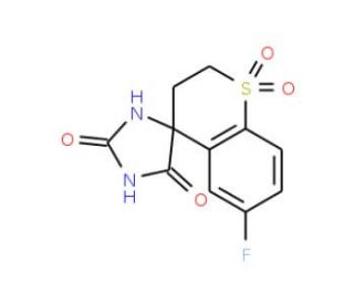 6&prime;-fluoro-2&prime;,3&prime;-dihydro-2H,5H-spiro[imidazolidine-4,4&prime;-thiochromene]-2,5-dione 1&prime;,1&prime;-dioxide (CAS 66892-63-5) - chemical stru