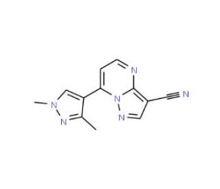 7-(1,3-Dimethyl-1H-pyrazol-4-yl)-pyrazolo[1,5- a]-pyrimidine-3-carbonitrile - chemical structure image