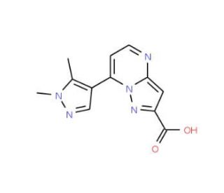 7-(1,5-Dimethyl-1H-pyrazol-4-yl)-pyrazolo[1,5-a]-pyrimidine-2-carboxylic acid - chemical structure image