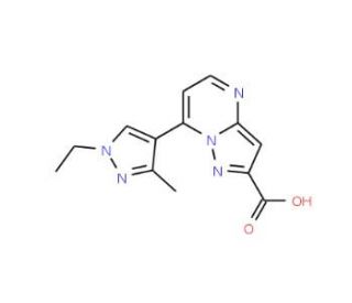 7-(1-Ethyl-3-methyl-1H-pyrazol-4-yl)-pyrazolo[1,5-a]pyrimidine-2-carboxylic acid - chemical structure image