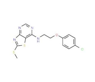 7-[2-(4-Chlorophenoxy)ethylamino]-2-(methylthio)thiazolo[4,5-d]pyrimidine - chemical structure image