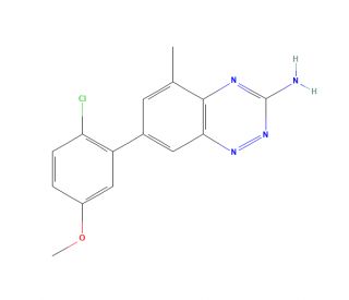 7-(2-Chloro-5-methoxyphenyl)-5-methyl-1,2,4-benzotriazin-3-amine (CAS 867330-72-1) - chemical structure image