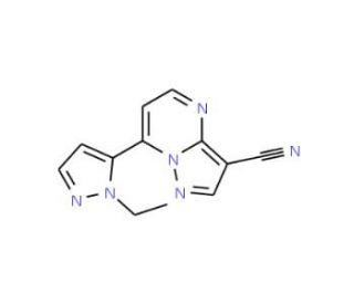 7-(2-Ethyl-2H-pyrazol-3-yl)-pyrazolo[1,5-a]-pyrimidine-3-carbonitrile - chemical structure image
