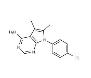 7-(4-chlorophenyl)-5,6-dimethyl-7H-pyrrolo[2,3-d]pyrimidin-4-amine (CAS 72578-33-7) - chemical structure image