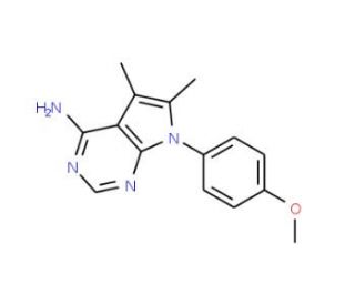 7-(4-methoxyphenyl)-5,6-dimethyl-7H-pyrrolo[2,3-d]pyrimidin-4-amine (CAS 72578-37-1) - chemical structure image